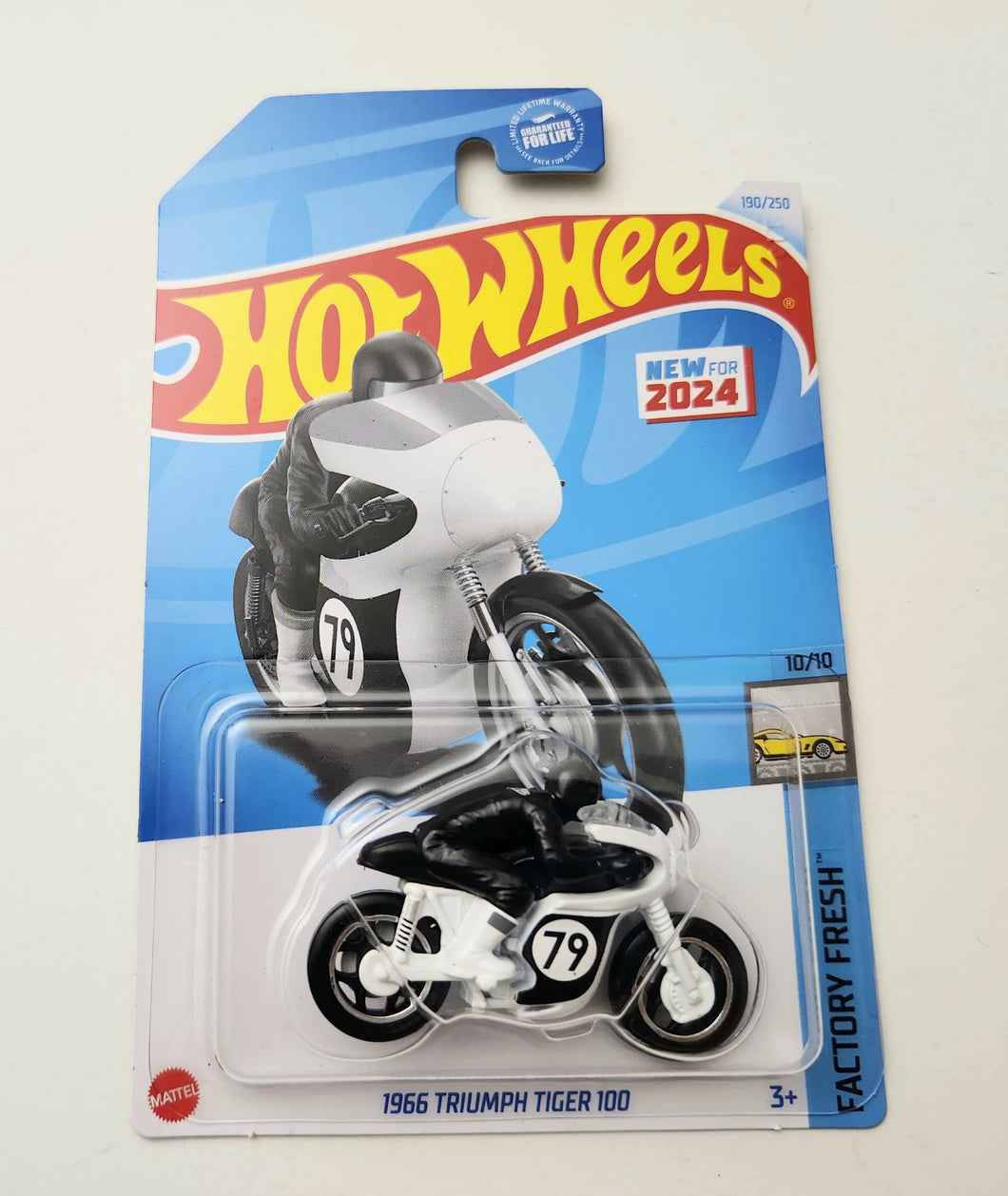 Hot Wheels 1966 Triumph Tiger 100 White #190 190/250 - 2024 Factory Fresh