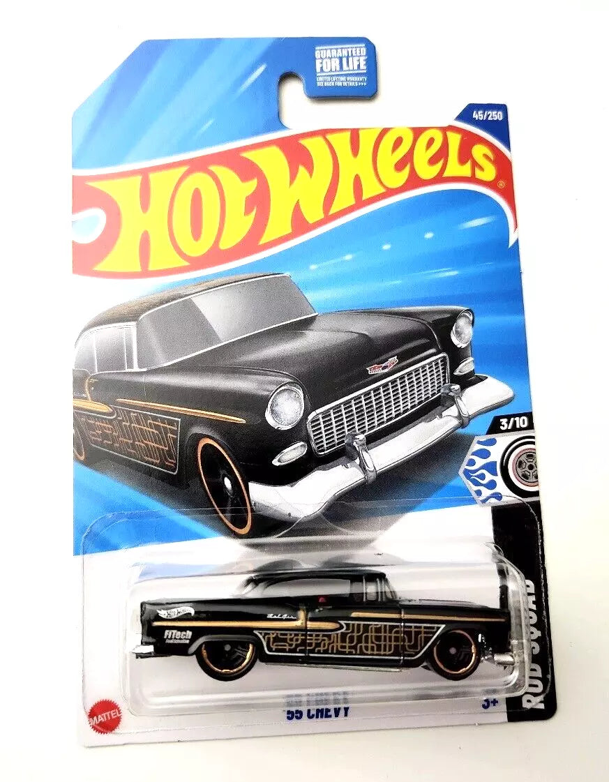 Hot Wheels '55 Chevy Black #45 45/250 - 2025 Rod Squad