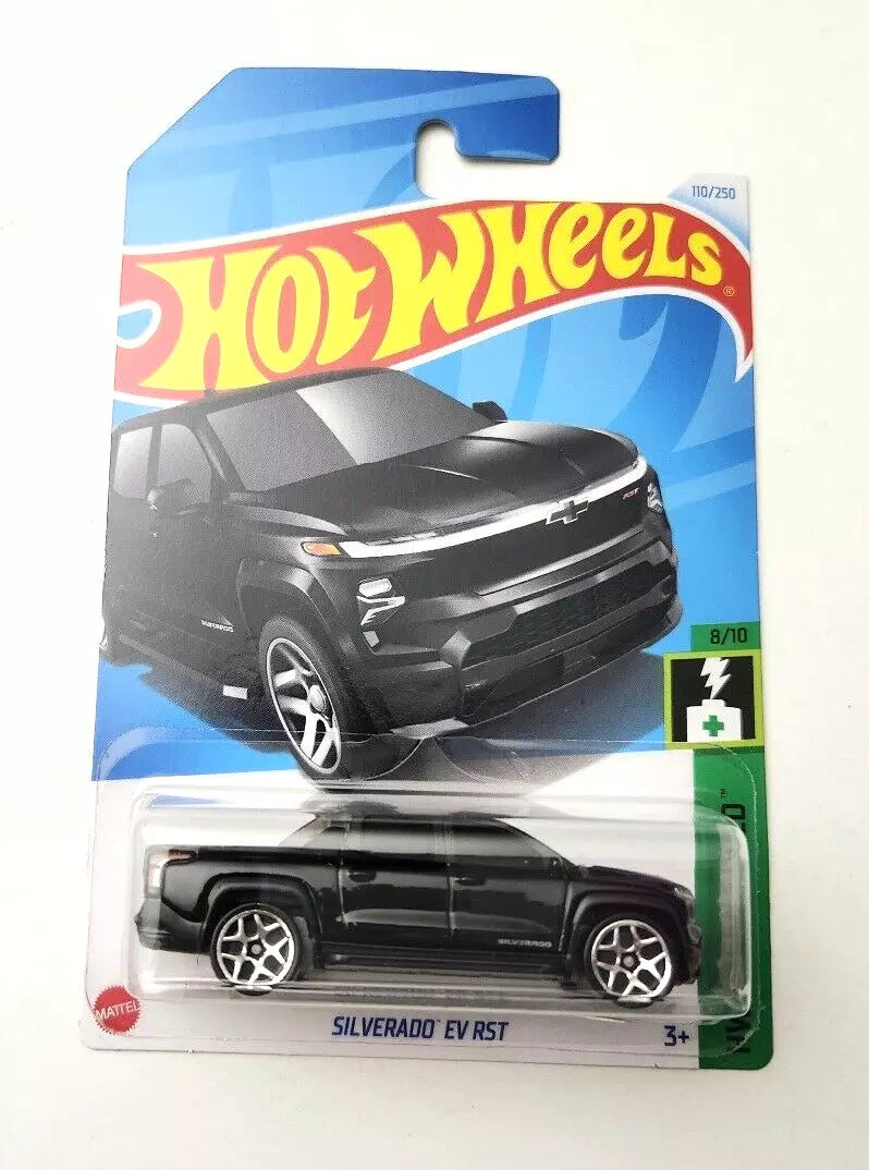 Hot Wheels Silverado EV RST Black#110 110/250 - 2024 HW Green Speed