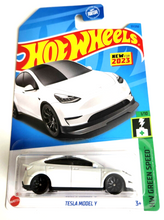 Load image into Gallery viewer, Hot Wheels Tesla Model Y White #37 - 2023 HW Green Speed
