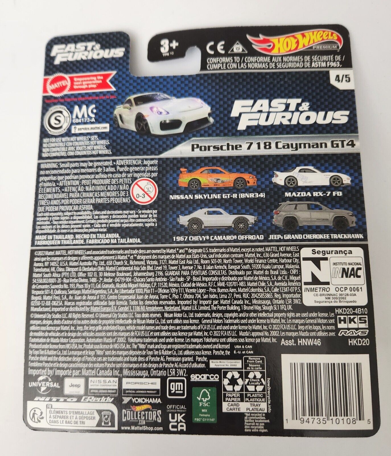 Hot Wheels Porsche 718 Cayman Gt4 White 4 2023 Fast And Furious Diecast Trading