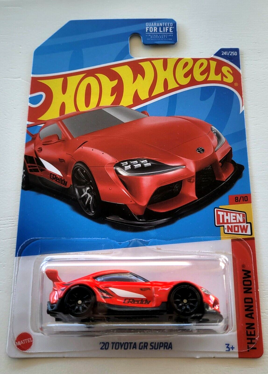 Hot Wheels 20 Toyota GR Supra Red #241 - 2022 Then and Now