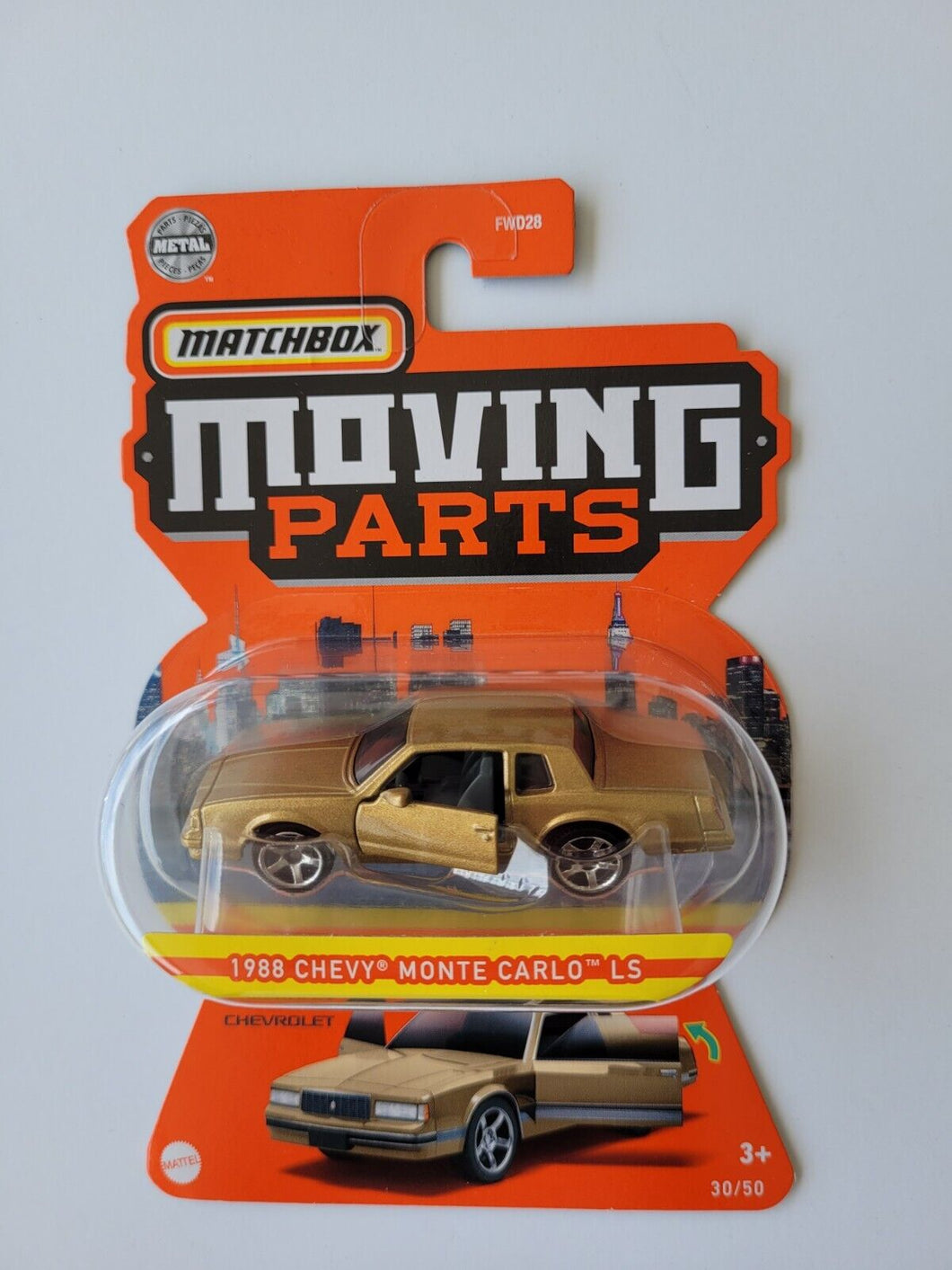 Matchbox 1988 Chevy Monte Carlo LS Gold #30 30/50 2022 Moving parts