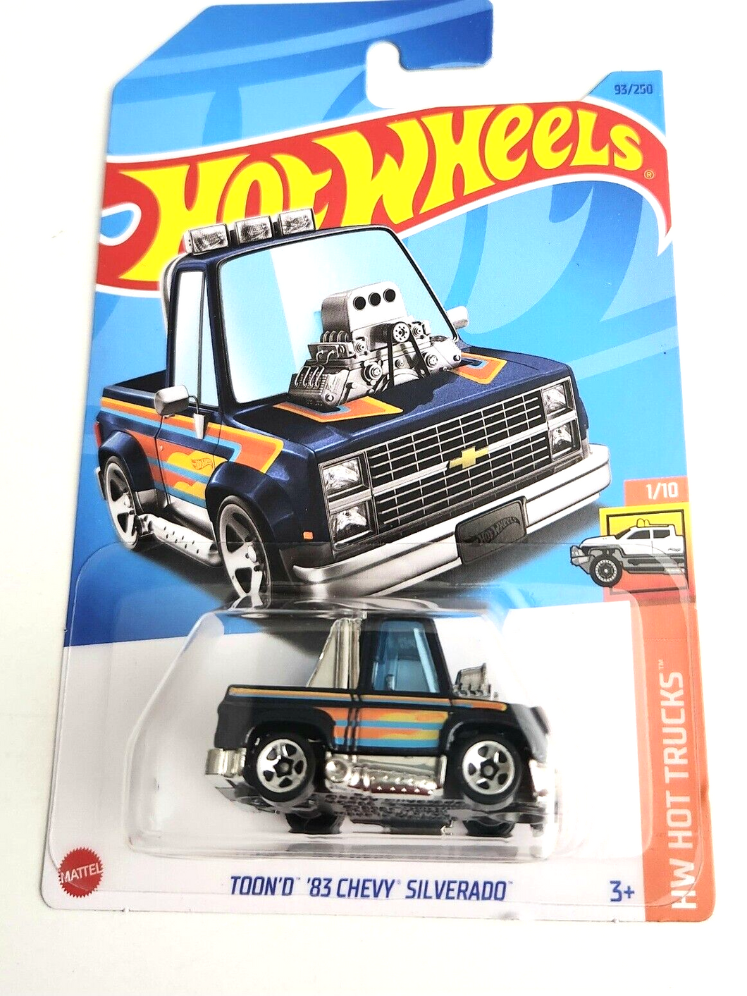 Hot Wheels Toon'd '83 Chevy Silverado Dark Blue #93 - 2023 HW Hot Trucks