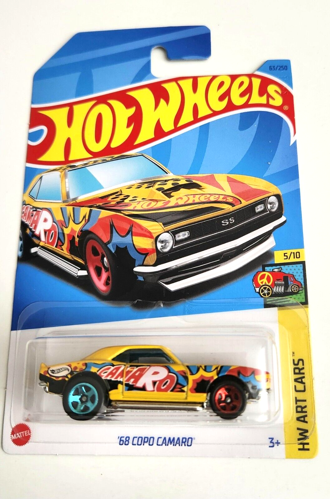 Hot Wheels '68 Copo Camero Yellow #63 - 2023 HW Art Cars