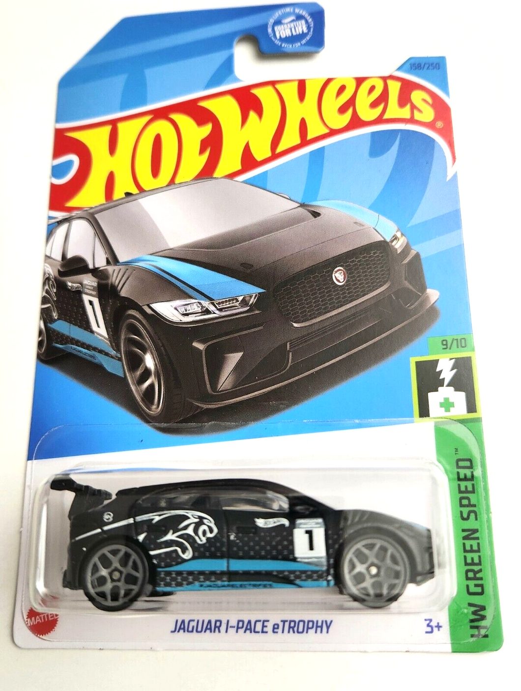 Hot Wheels Jaguar I-Pace eTrophy Black #158 - 2023 HW Green Speed