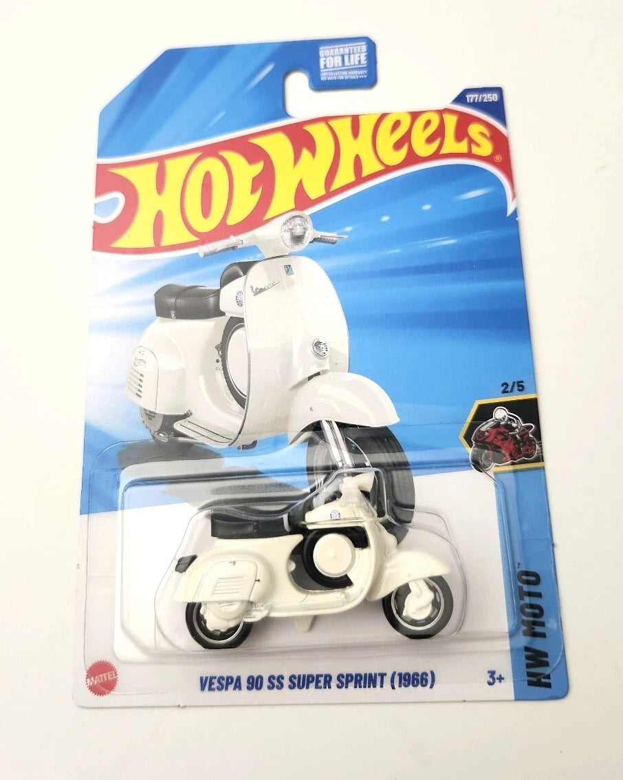Hot Wheels Vespa 90 SS Super Sprint 1966 White #177 177/250 - 2025 HW Moto
