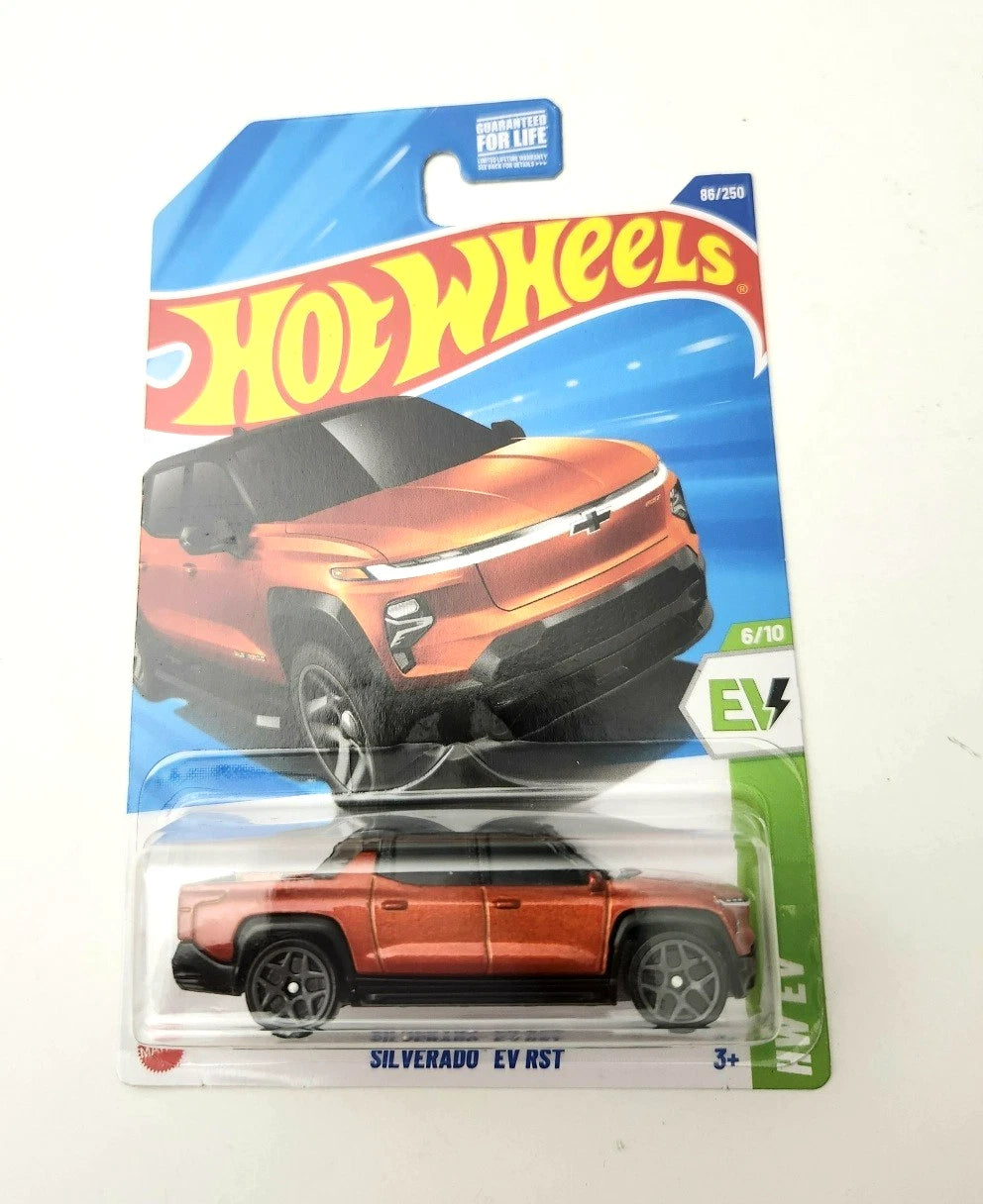 Hot Wheels Silverado EV RST Metalflake Orange #86 86/250 - 2025 HW EV