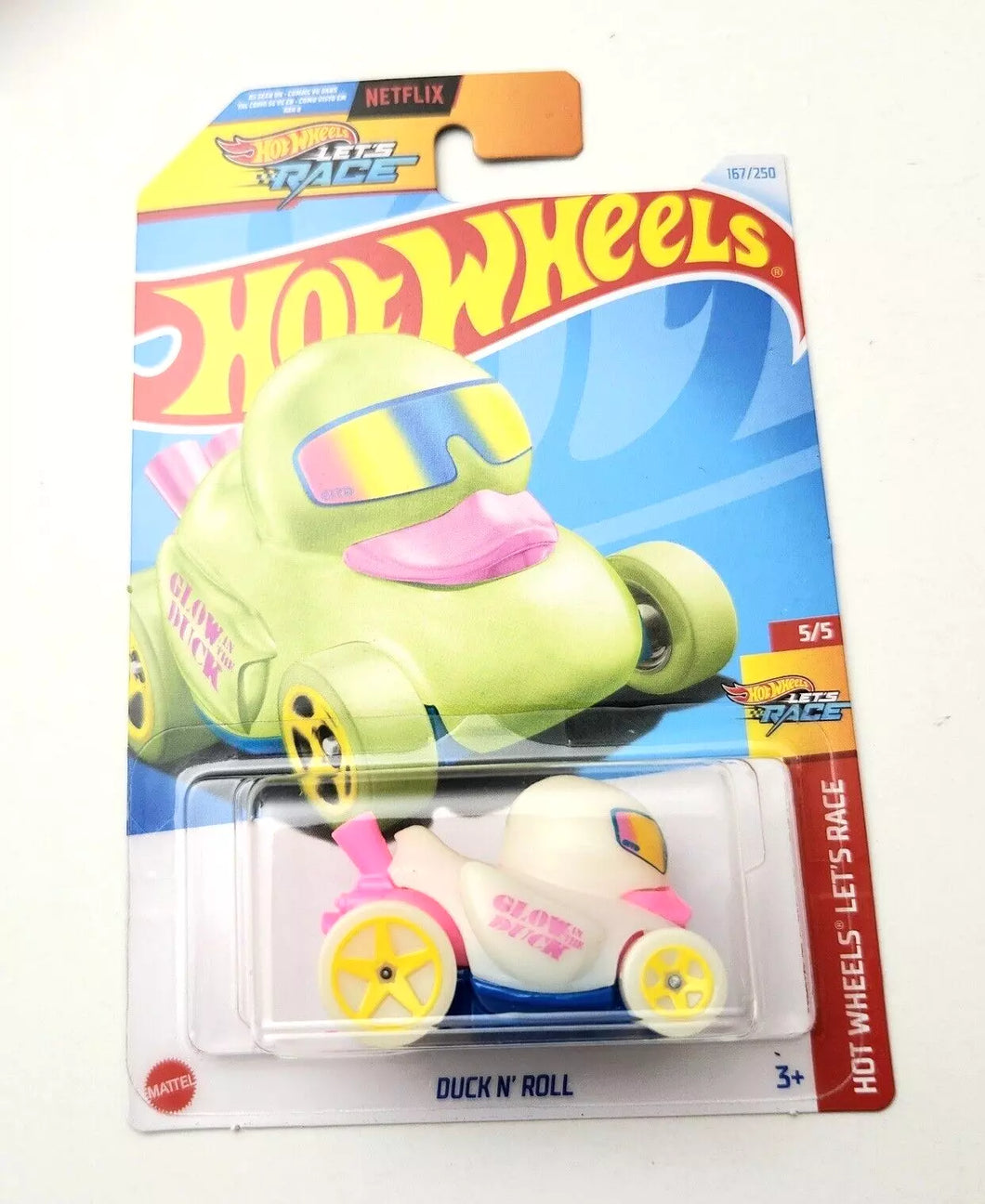 Hot Wheels Duck N Roll Glow-in-the-dark #167 - 2024 Hot Wheels Let's Race