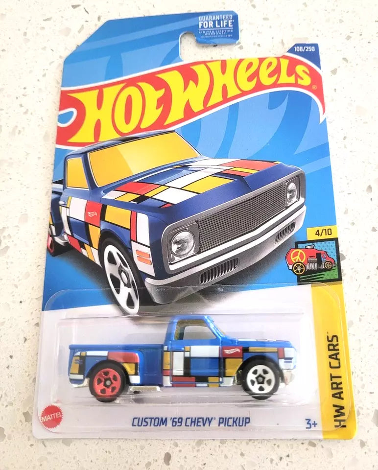 Hot Wheels Custom '69 Chevy Pickup Blue #108 108/250 2022 HW Art Cars 4/10