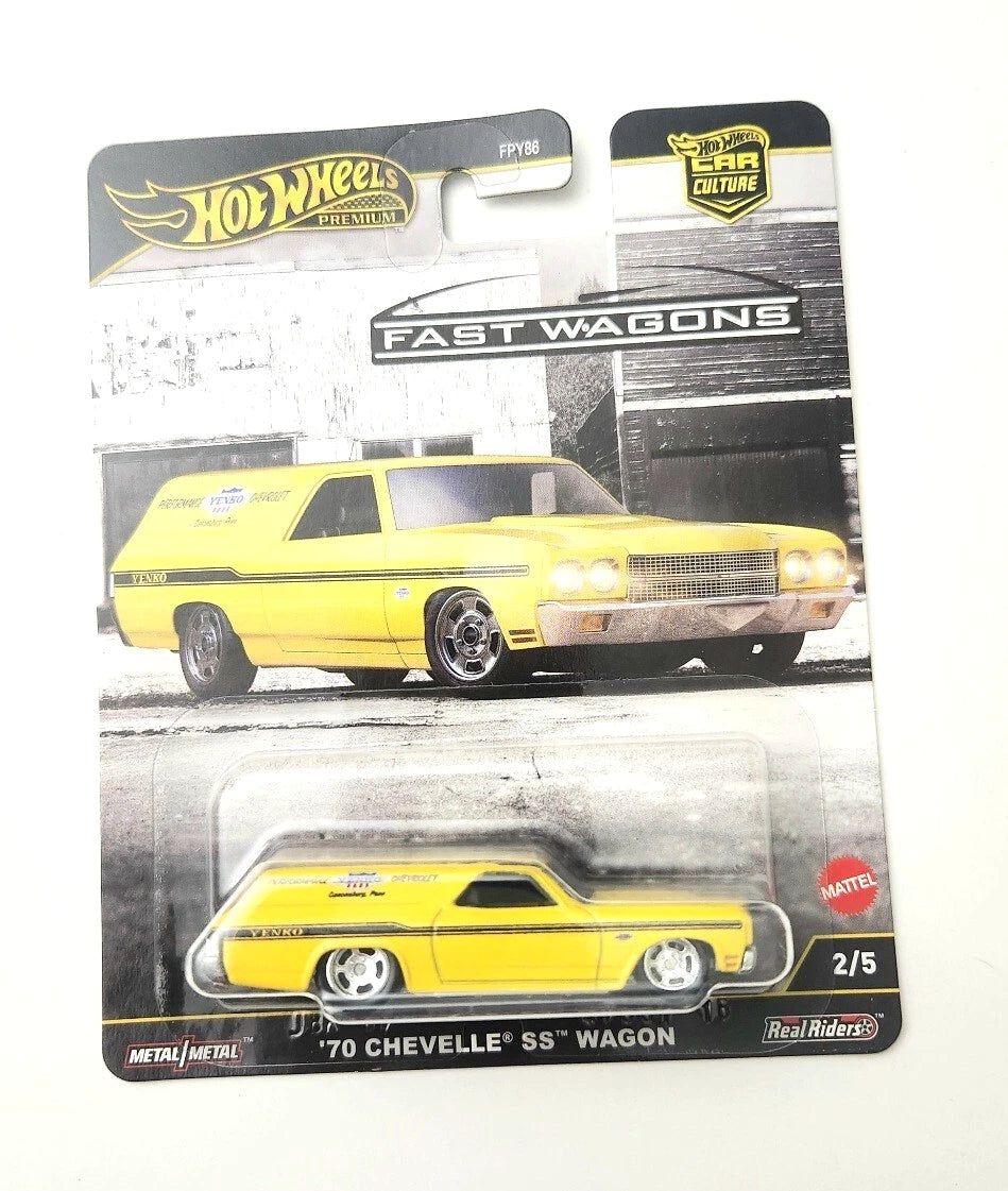 Hot Wheels ’70 Chevelle SS Wagon Yellow JBK67 2/5 - 2025 Car Culture: Fast Wagon