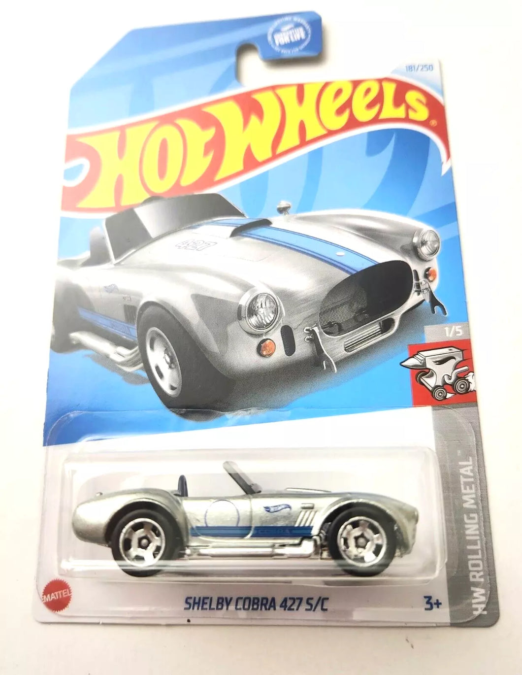 Hot Wheels Shelby Cobra 427 S/C Chrome #181 181/250 - 2024 HW Rolling Metal