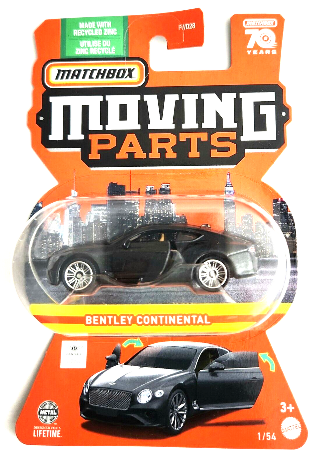 Matchbox Bentley Continental Dark Gray #1 - 2023 Moving Parts