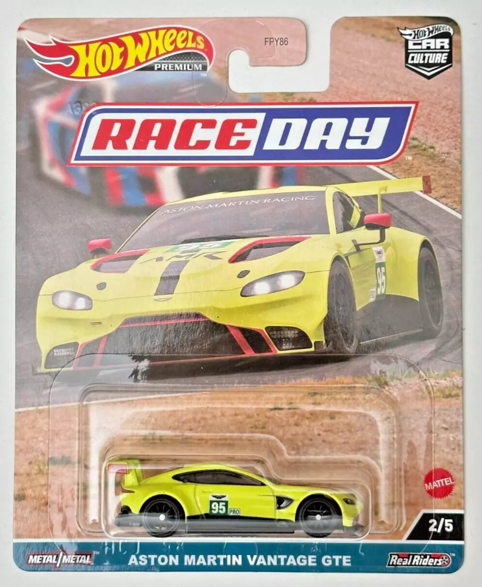 Hot Wheels Aston Martin Vantage GTE Bright Yellow #2 - 2023 Car Culture Race Day