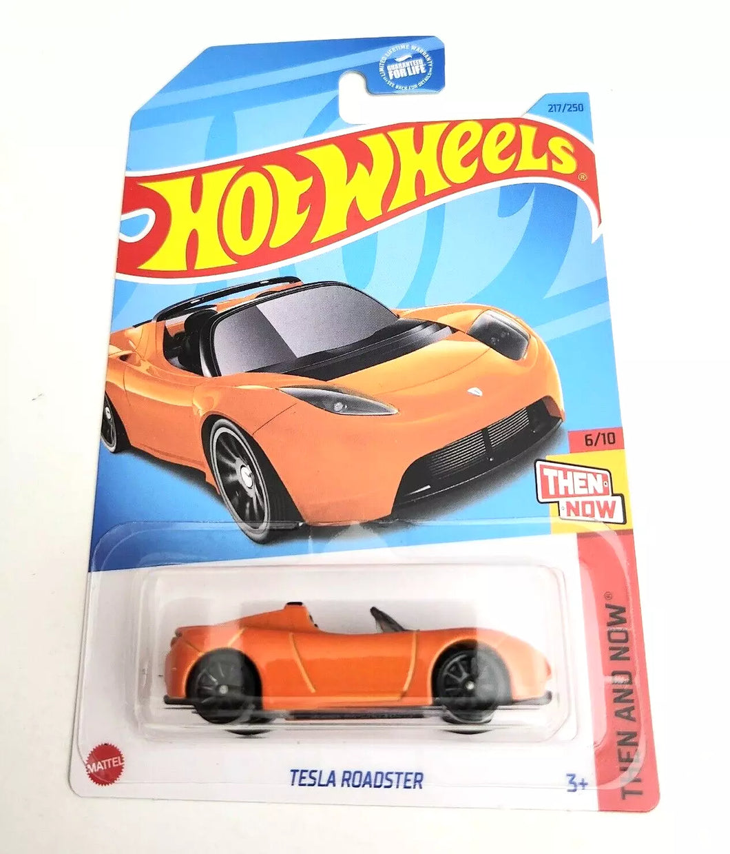 Hot Wheels Tesla Roadster Orange #217 - 2023 Then and Now