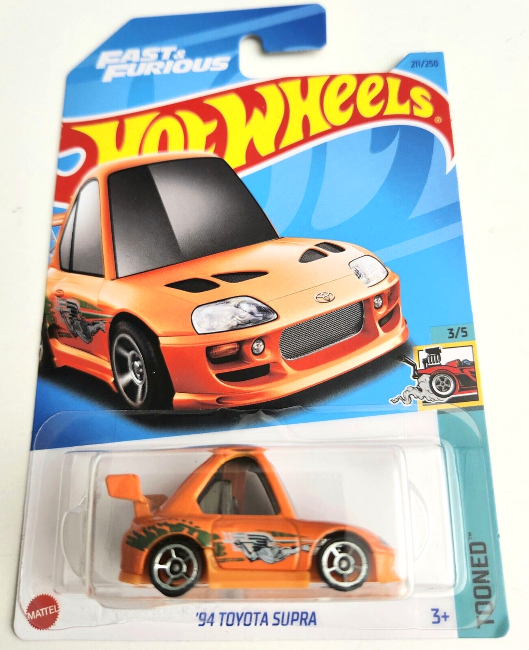 Hot Wheels '94 Toyota Supra Orange #211 - 2023 Tooned