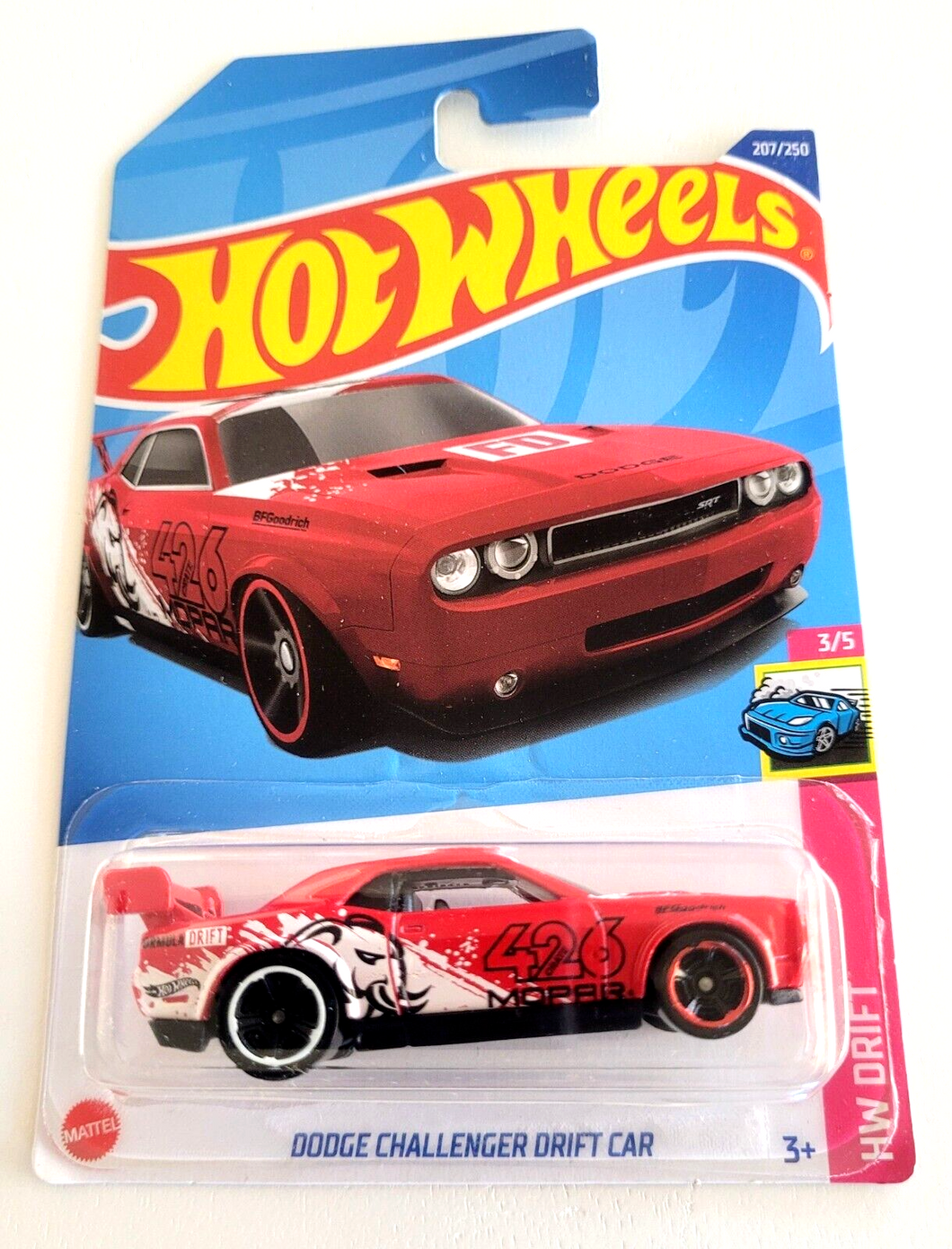 Hot wheels Dodge Challenger Drift Car Red #207 207/250 2022 HW Drift 3/5