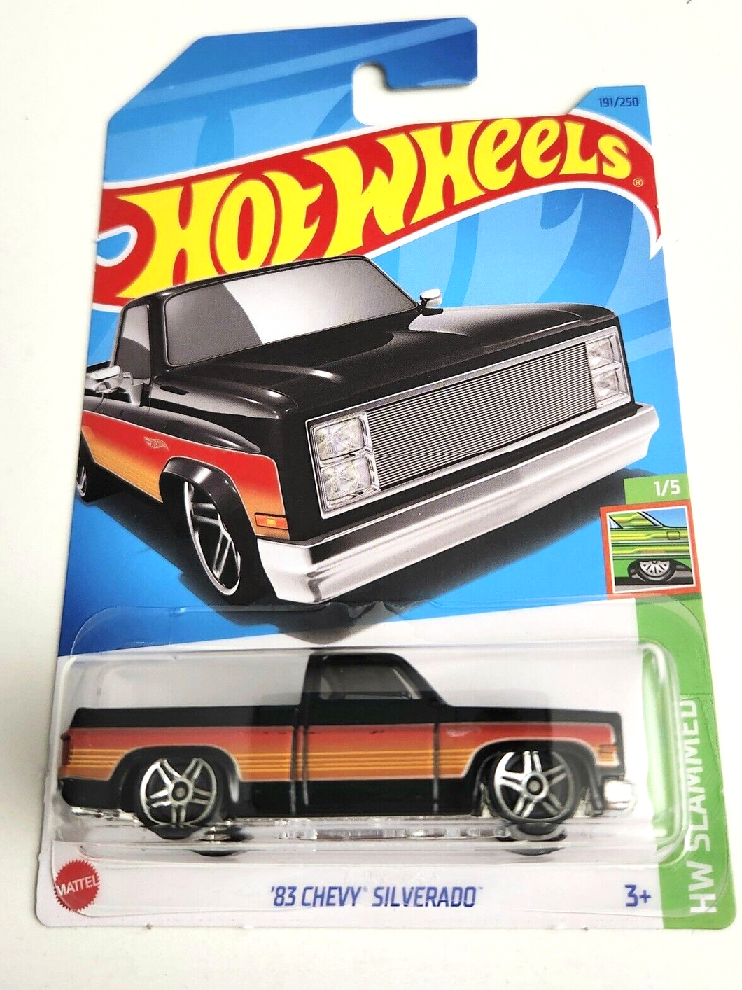 Hot Wheels '83 Chevy Silverado Black #191 - 2023 HW Slammed