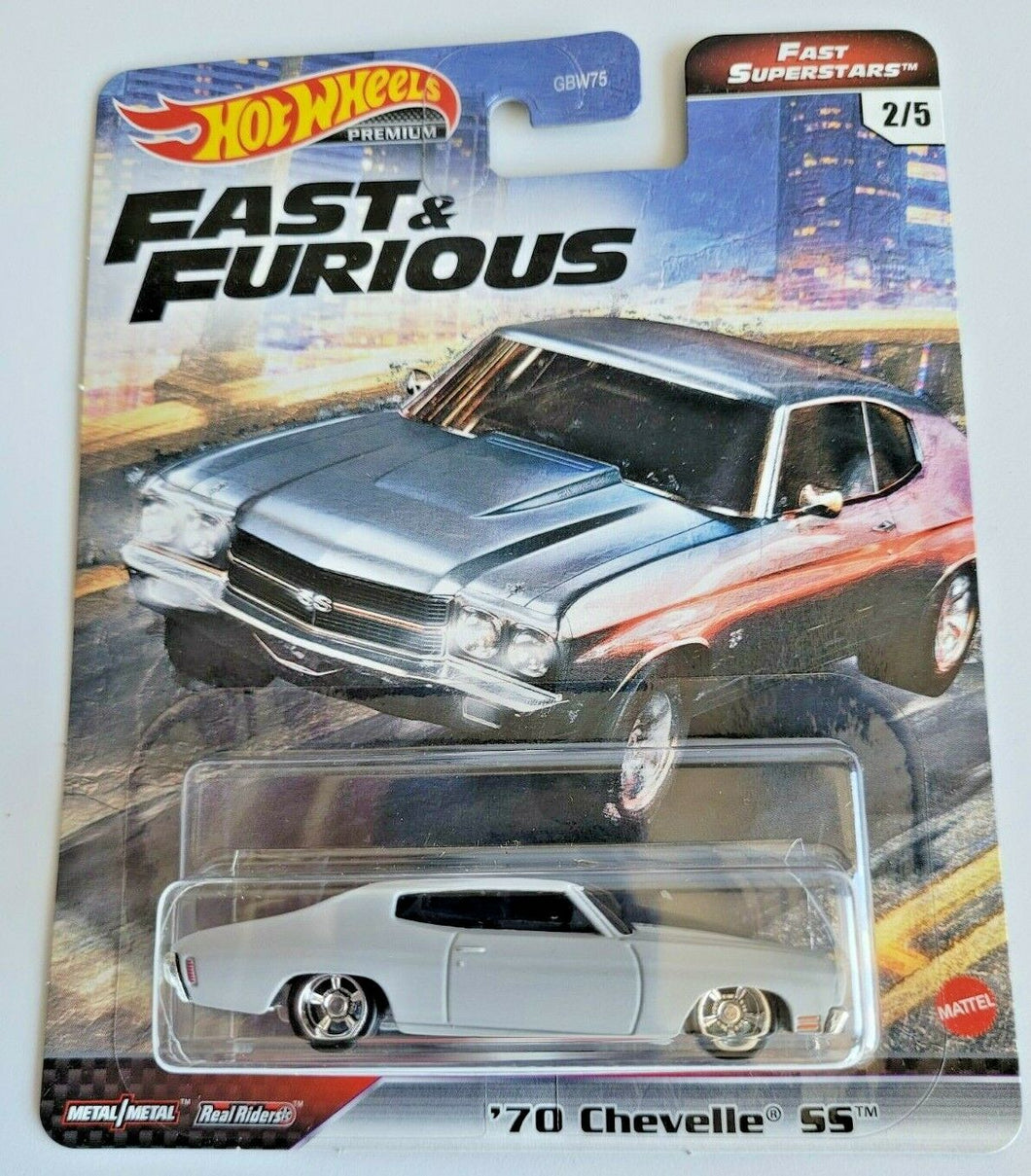 Hot Wheels '70 Chevelle SS Grey Gray #2 Fast & Furious Fast Superstars 2/5